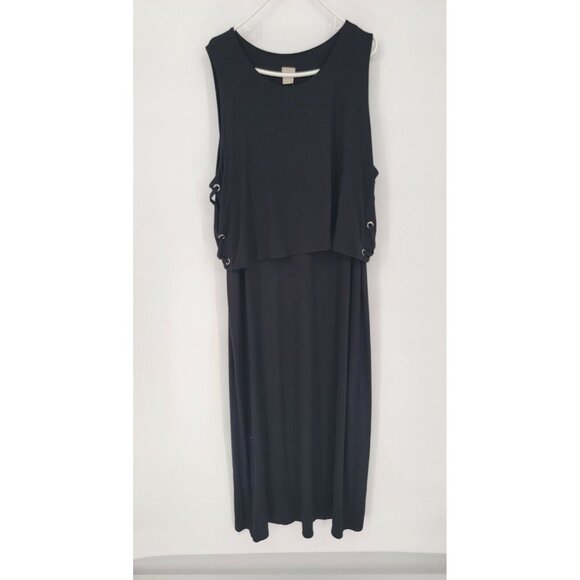 Chico's Size 4 Maxi Dress Black Sleeveless Knit NWT - Picture 2 of 6